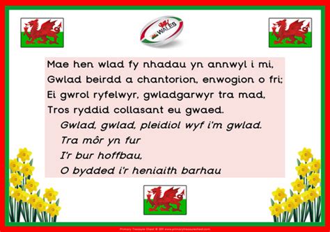 Welsh National Anthem Lyrics Printable